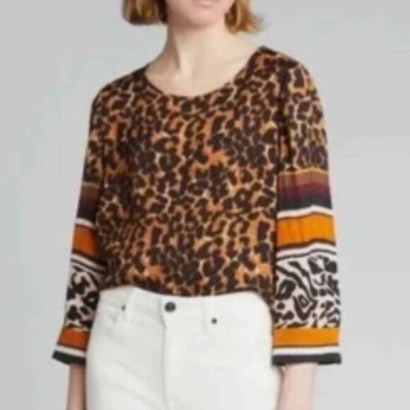 Kobi Halperin Harper Slit Shirt Blouse Leopard S - Picture 1 of 3